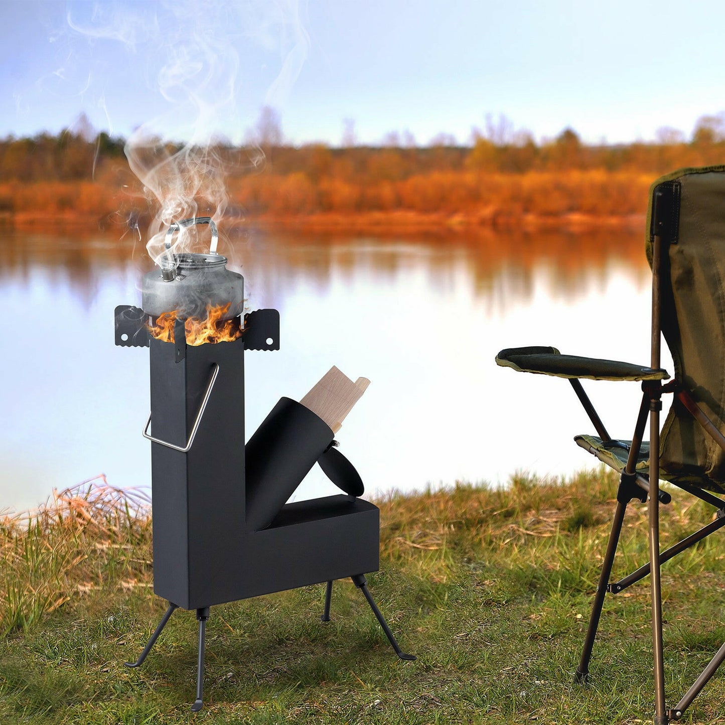 Black Wrought Iron Panels for Camping Stove Use