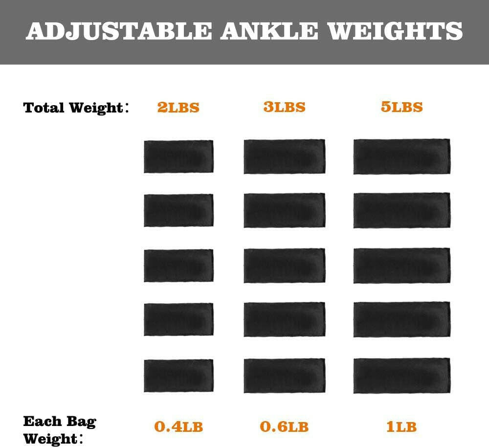 Adjustable Ankle Weights Set - 1 Pair (2, 3, 5, 10 Lbs) for Men, Women, and Kids | Perfect for Strength Training, Gym Workouts, Running, and Lifting - Available in Black, Grey, Pink, Blue, and Purple