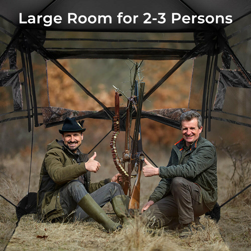 360-Degree One-Way See-Through Ground Blind for 2-3 Persons.