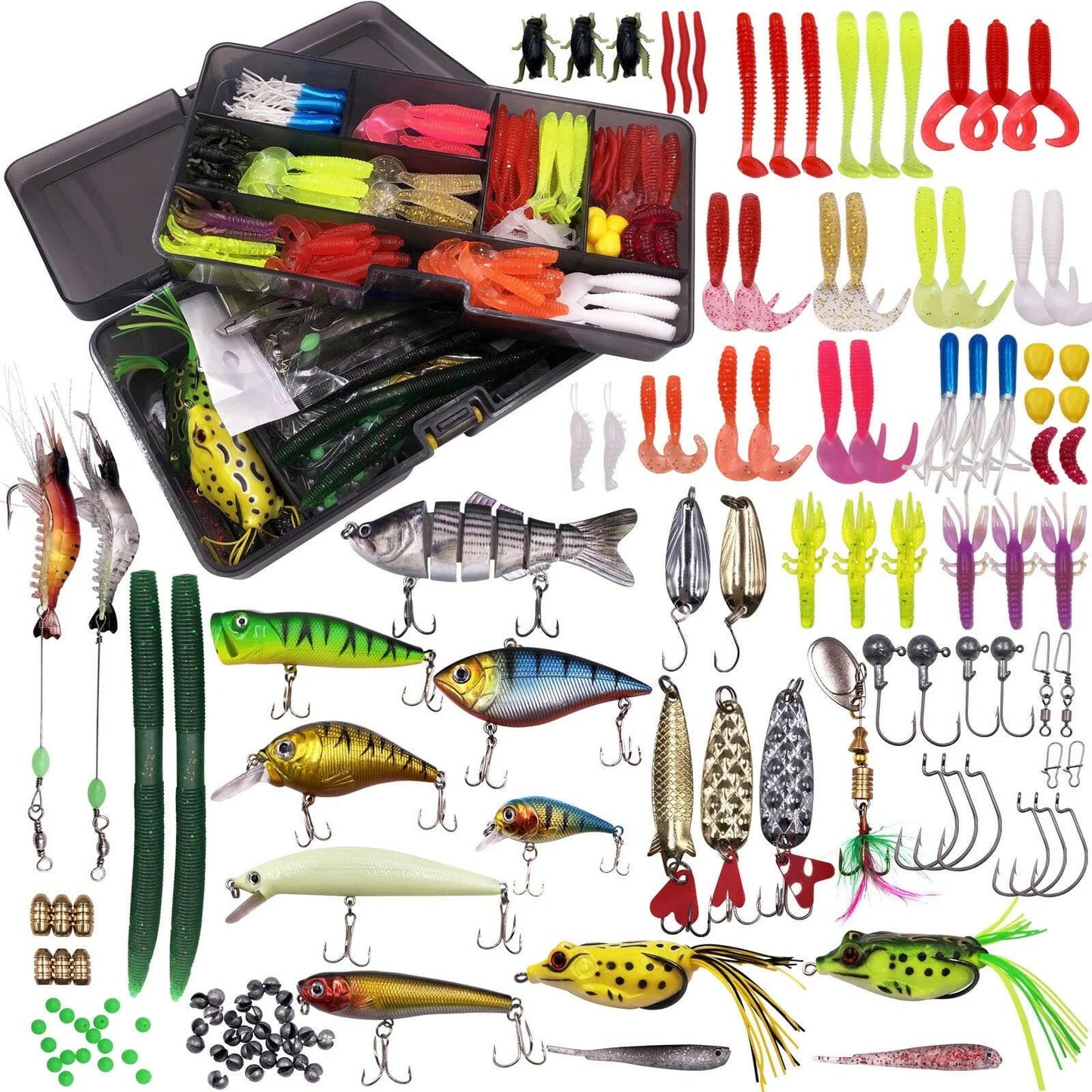 Catch the Big One! 🎣🎉 300-Piece Fishing Lures Kit with Tackle Box - Perfect for Bass, Trout & Walleye Adventures! 🐟✨.