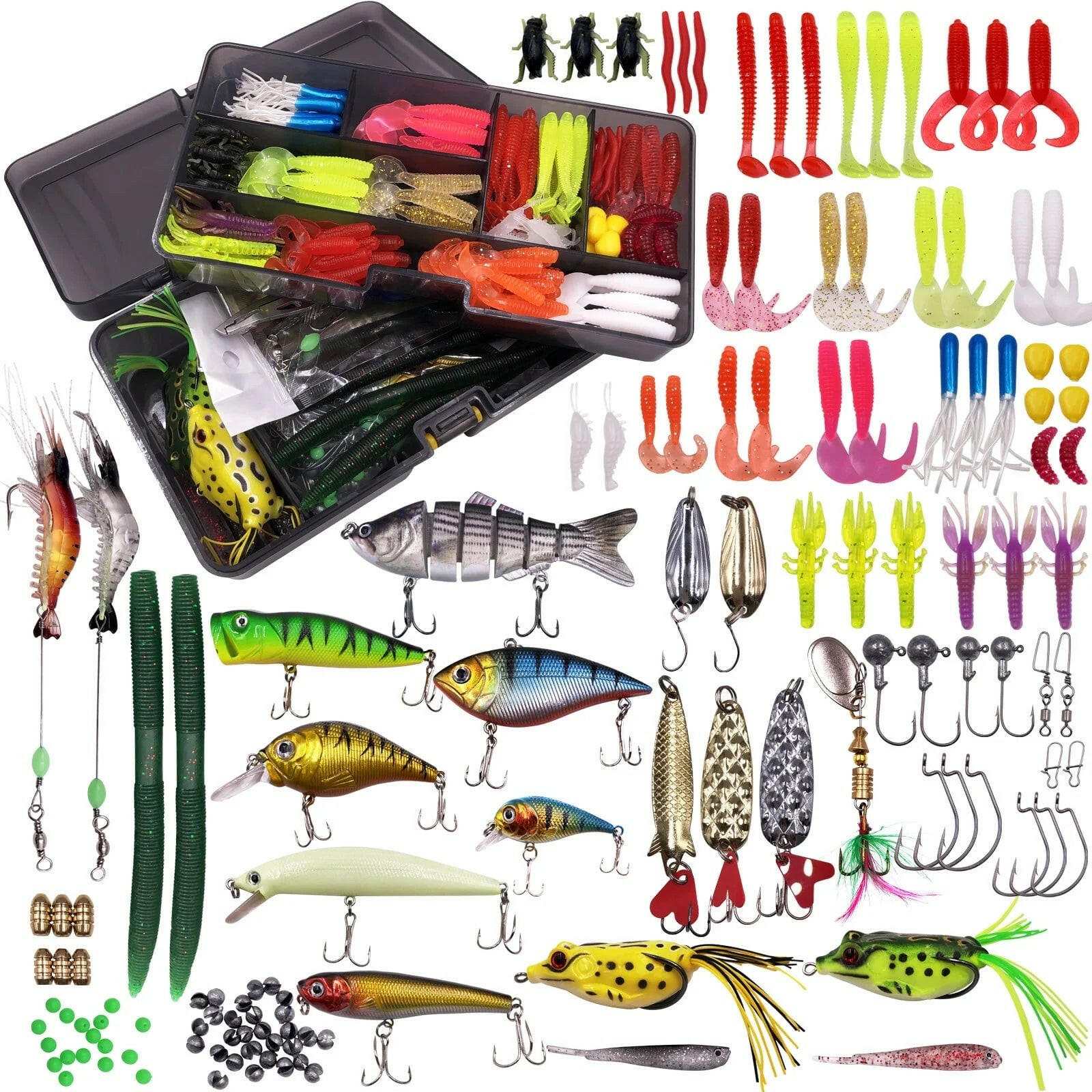 Catch the Big One! 🎣🎉 300-Piece Fishing Lures Kit with Tackle Box - Perfect for Bass, Trout & Walleye Adventures! 🐟✨.