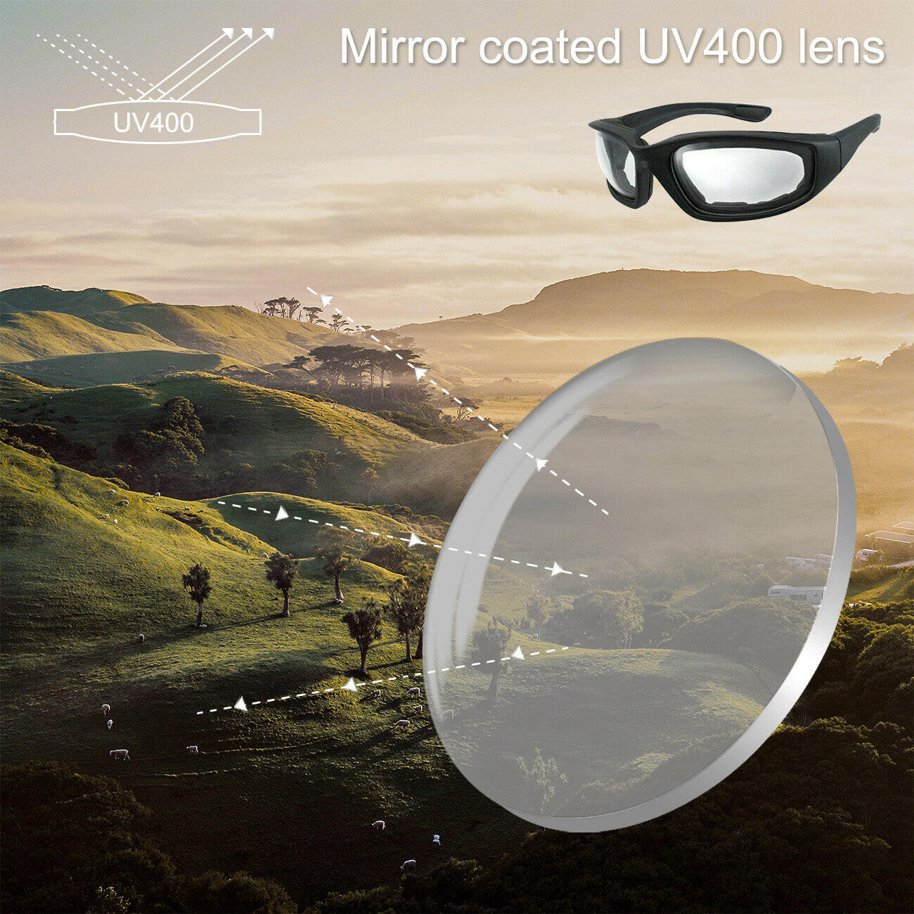 Cycling Sunglasses for Men and Women - UV400 Protection Outdoor Sports Glasses with Wraparound Design for Fishing and Driving, Windproof Clear Lenses