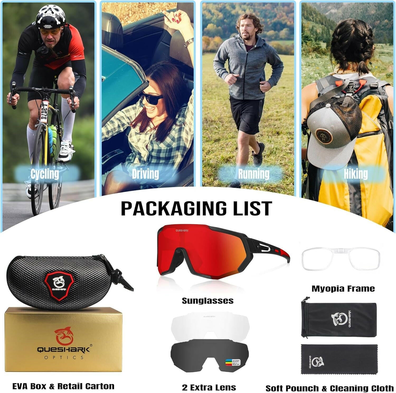 Experience Ultimate Performance with Premium Polarized Cycling Sunglasses for Men & Women - Includes 1 Polarized & 2 HD Lenses for Unmatched Clarity and Protection