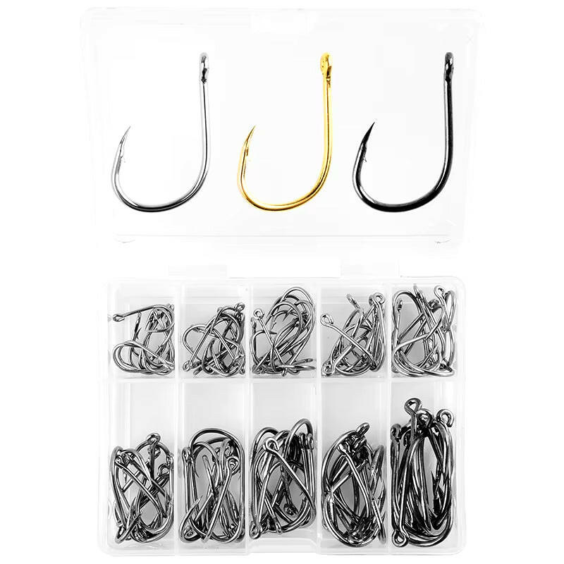 100PCS Premium Barbed Fishing Hooks Set for Crucian Carp & Sea Fishing - Luyatai Fishing Accessories.
