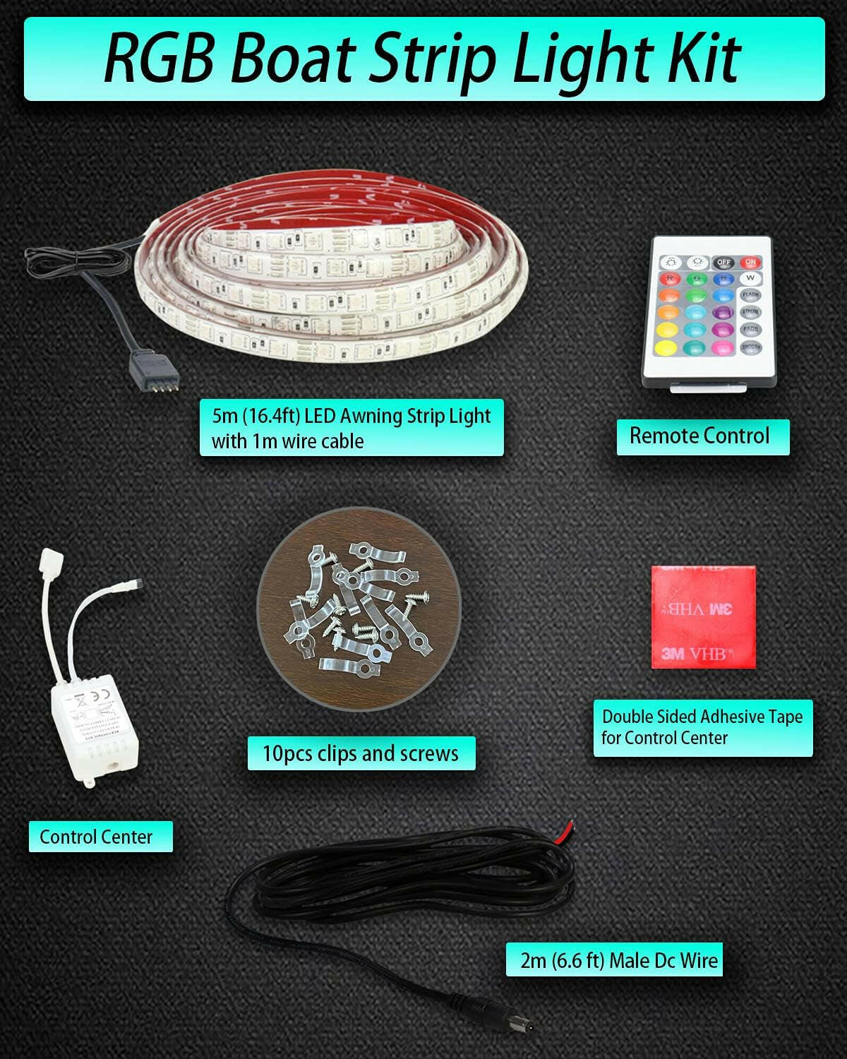 Vibrant RGB LED Light Strip for Pontoon & Fishing Boats - Flexible Marine Accent & Interior Lighting, 12V.