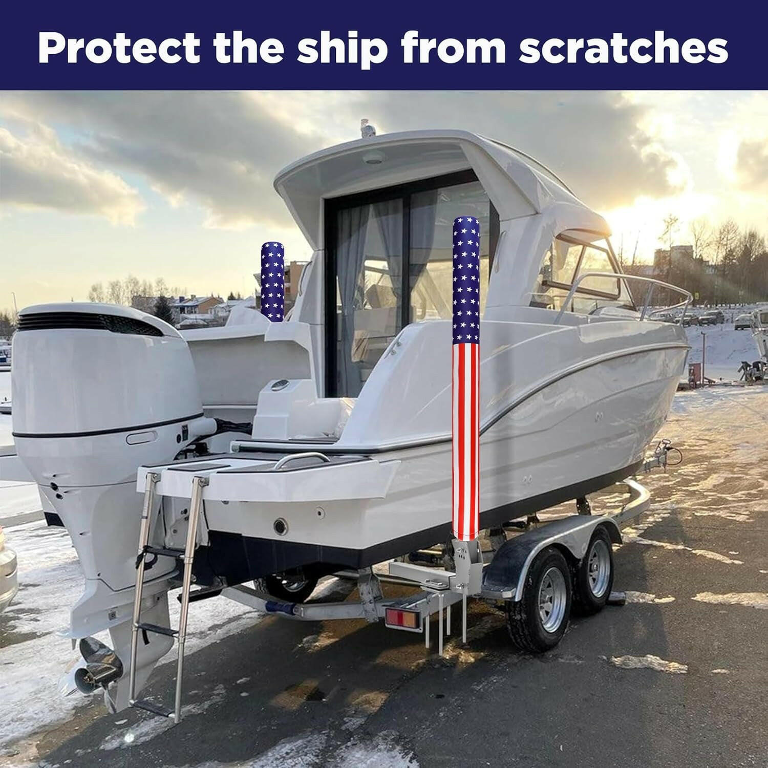 🎆🇺🇸 Gear Up for the 4th of July with Our Heavy Duty USA Boat Trailer Guide Pole Covers! Perfect for Sailboat Trailers - Grab Your Set of 2 Now! ✨🚤.