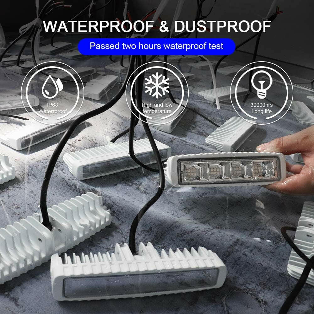 High-Performance Waterproof Blue LED Boat Lights - 2 Pack 72W Marine Deck/Dock Flood Lights, 4000 Lumens, 120° Beam Angle, 6.3 Inch, 12/24V.