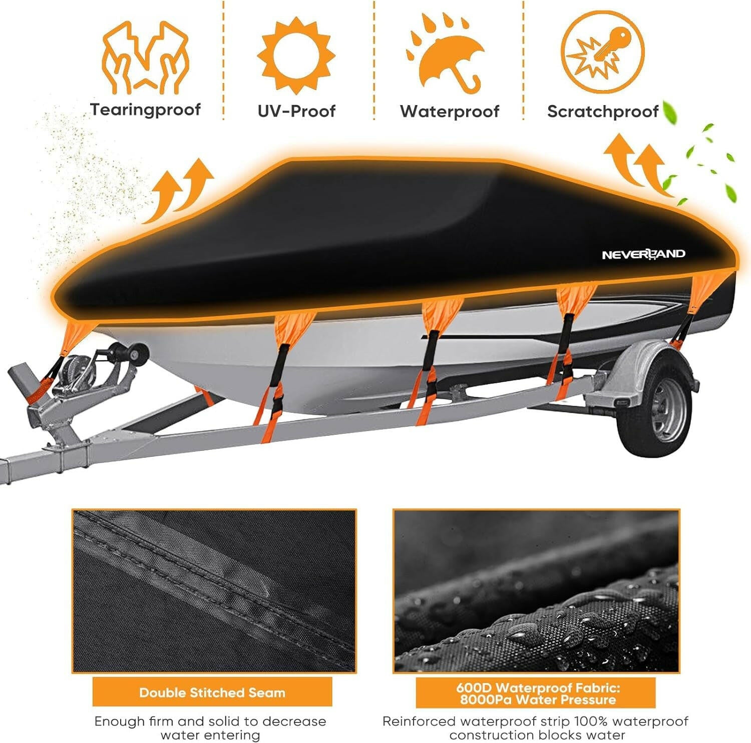 Ultimate Heavy-Duty Waterproof Boat Cover for V-Hull & Tri-Hull Boats (20-22ft) - Protect Your Adventure! 🌊🚤.