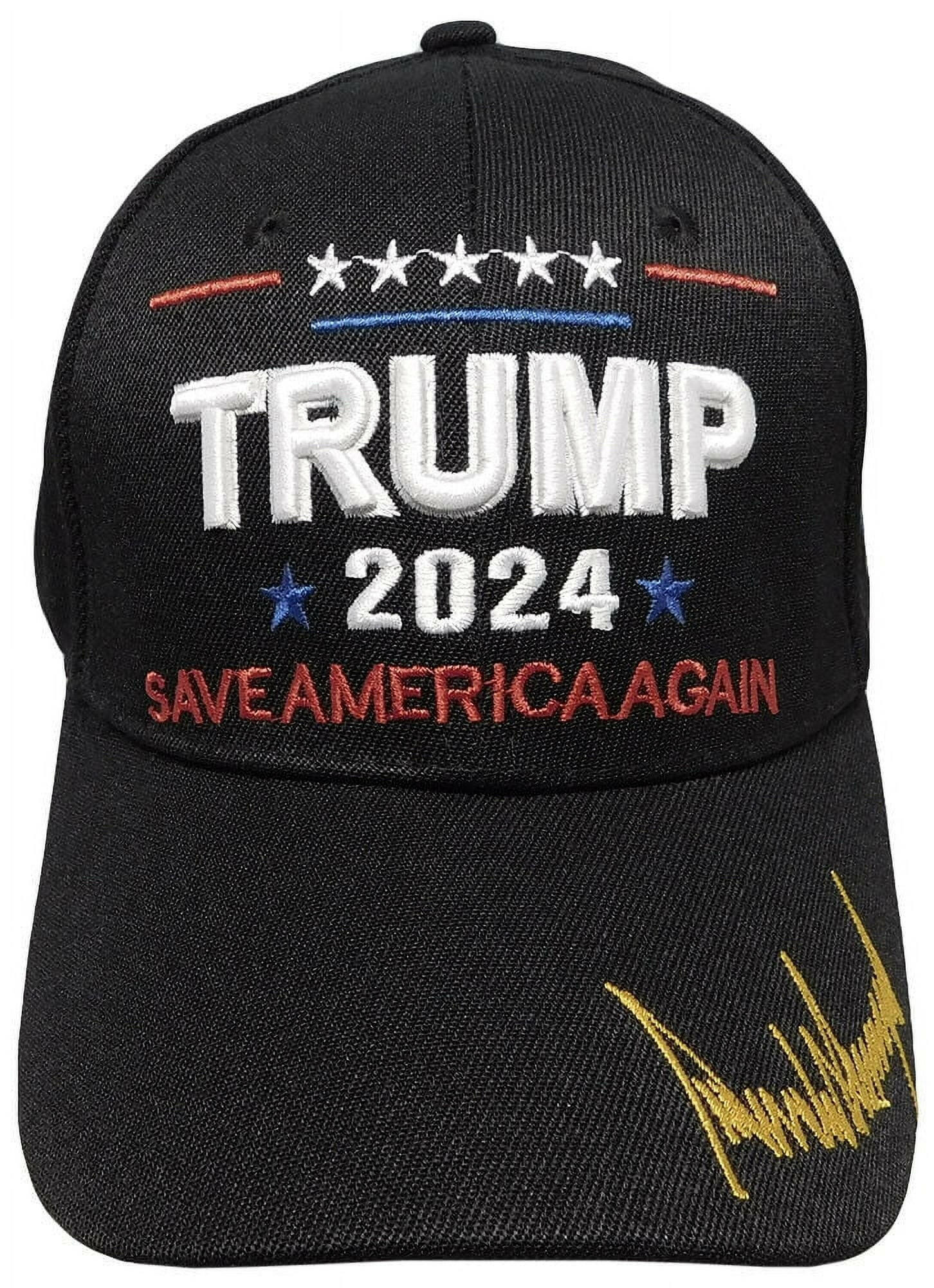 Trump 2024 "Save America Again" Signature Black Adjustable Embroidered Cap