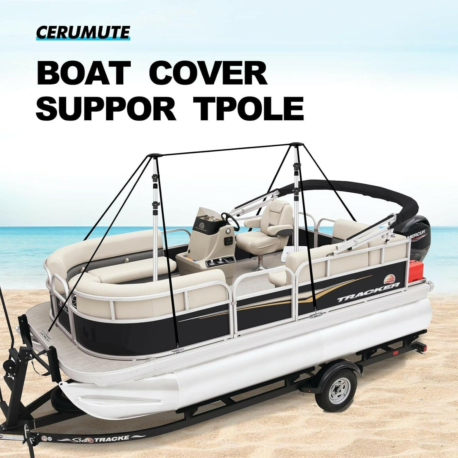 Upgrade Your Pontoon Boat with Adjustable Support Poles! 🌊🚤 2-Pack Aluminum Telescopic System with Straps & Weight Bag! #BoatLife #PontoonPerks.