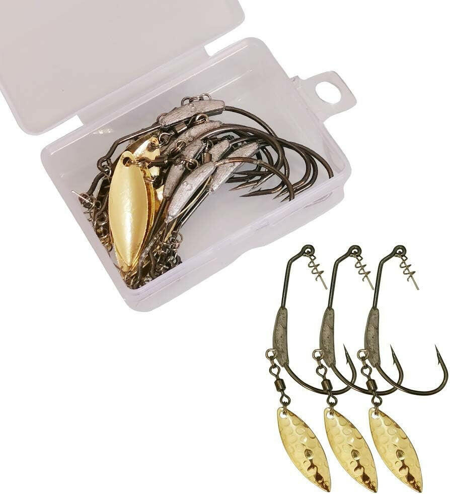 Premium 10-Pack Weighted Twist Lock Fishing Hooks - Superline Spring Hook for Ultimate Bait Control (3.5G & 6.5G).