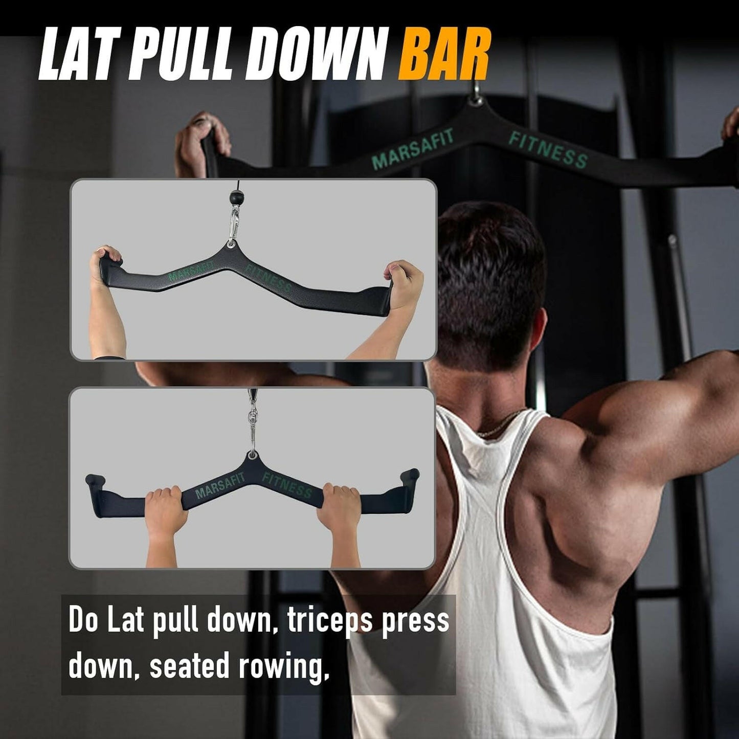 Ultimate Home Gym Cable Machine Attachments - Versatile T-Bar, V-Bar, and Pulley Handles for Bicep, Tricep, and Back Strength Training