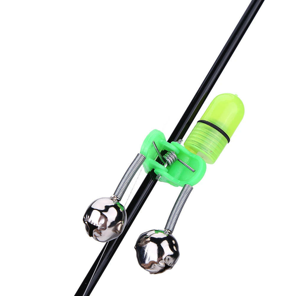 10/40 PC LED Night Fishing Bite Alarm with Dual Bells and Rod Tip Clip Alert System