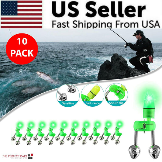 10/40 PC LED Night Fishing Bite Alarm with Dual Bells and Rod Tip Clip Alert System