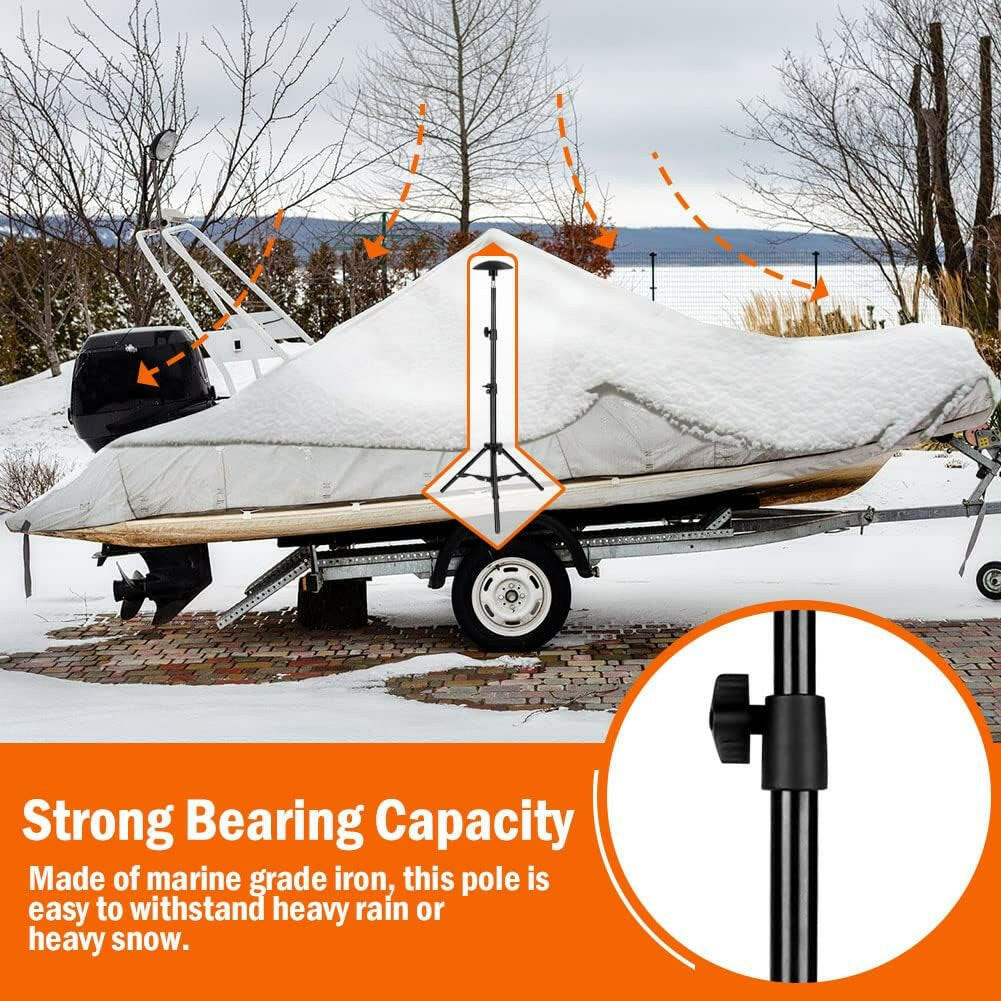 Transform Your Boat Cover Experience! Adjustable Iron Alloy Support Poles for Jon & Pontoon Boats - Ultimate Protection Awaits!.