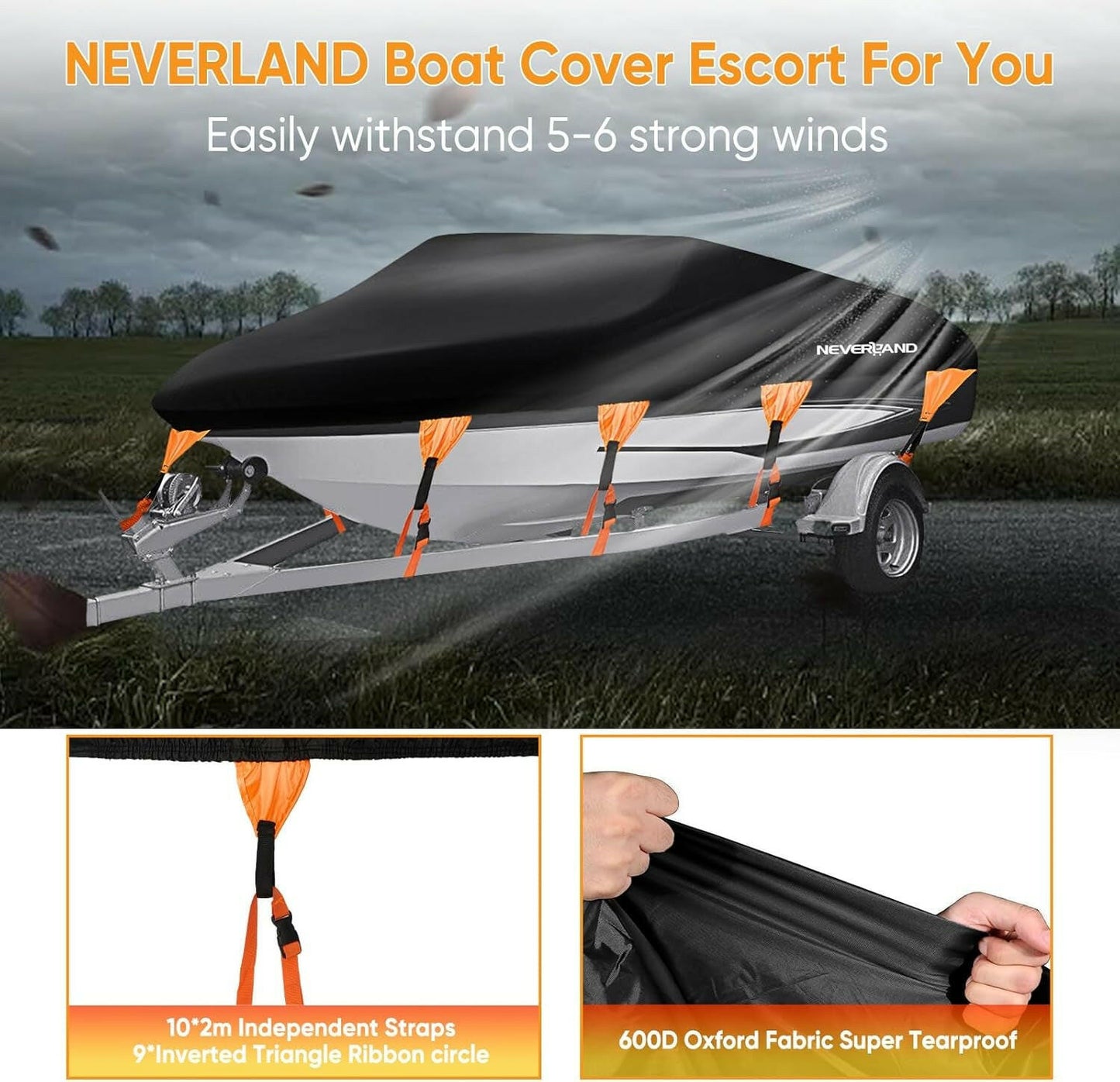 Ultimate Heavy-Duty Waterproof Boat Cover for V-Hull & Tri-Hull Boats (20-22ft) - Protect Your Adventure! 🌊🚤.