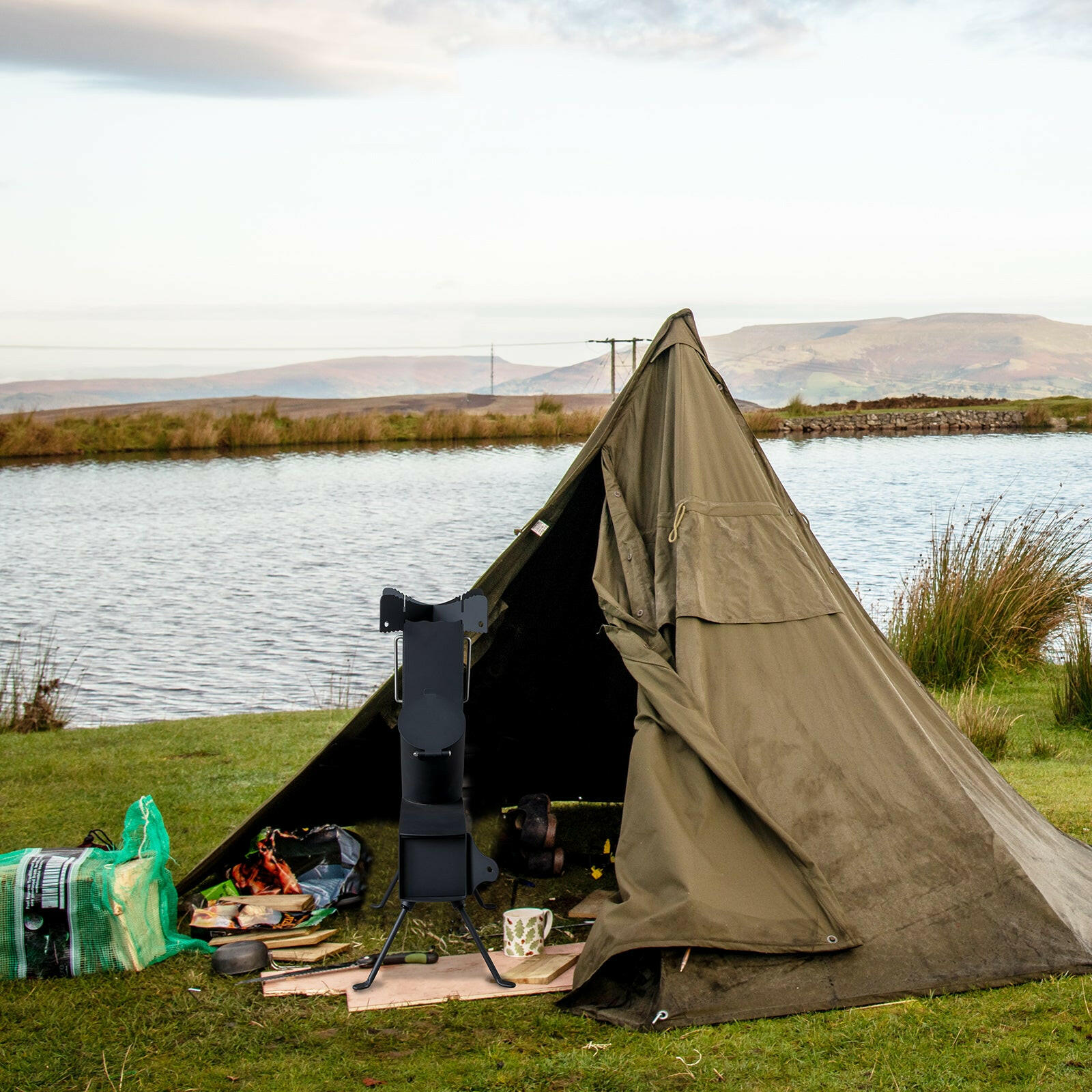 Black Wrought Iron Panels for Camping Stove Use