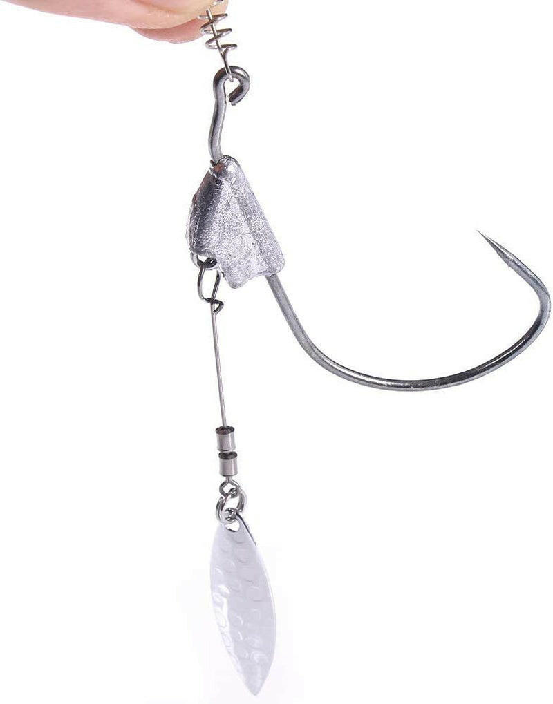 Keel Weighted Swimbait Hooks with Blade Attachment Fishing Lures Jig Heads Weighted Twistlock Crankbait Fishing Hooks Spinner Blades Fishing Lures for Freshwater 5 Pcs/Pack.