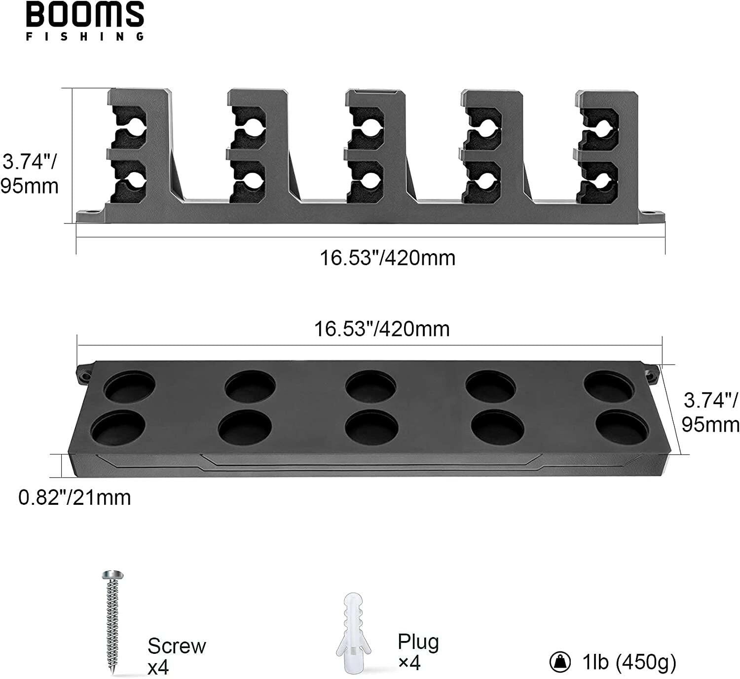 Premium Wall-Mounted Fishing Rod Holder for Up to 10 Rods - Versatile Vertical, Horizontal, and Ceiling Storage in Elegant Gray and Black.