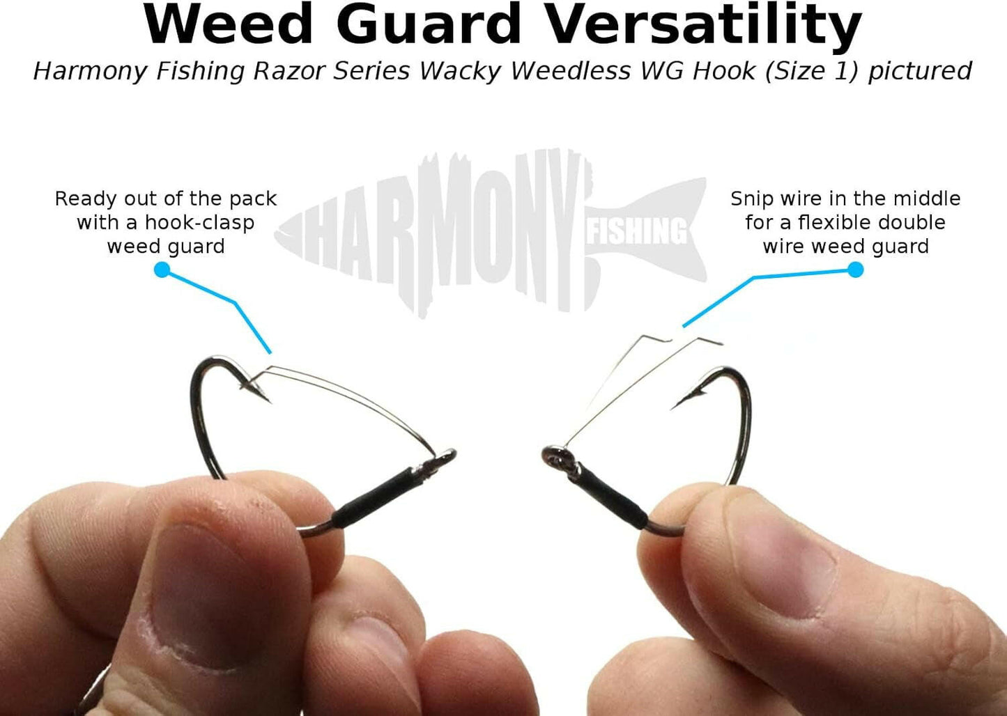 Harmony Fishing Razor Series Wacky Weedless WG Hooks - Premier Bass Fishing Hooks for Wacky and Neko Rigs