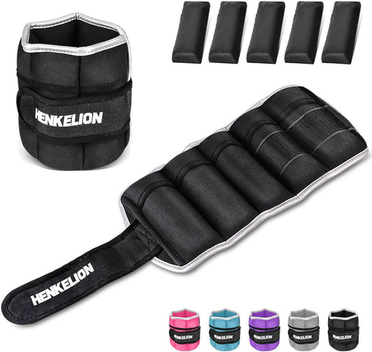 Adjustable Ankle Weights Set - 1 Pair (2, 3, 5, 10 Lbs) for Men, Women, and Kids | Perfect for Strength Training, Gym Workouts, Running, and Lifting - Available in Black, Grey, Pink, Blue, and Purple