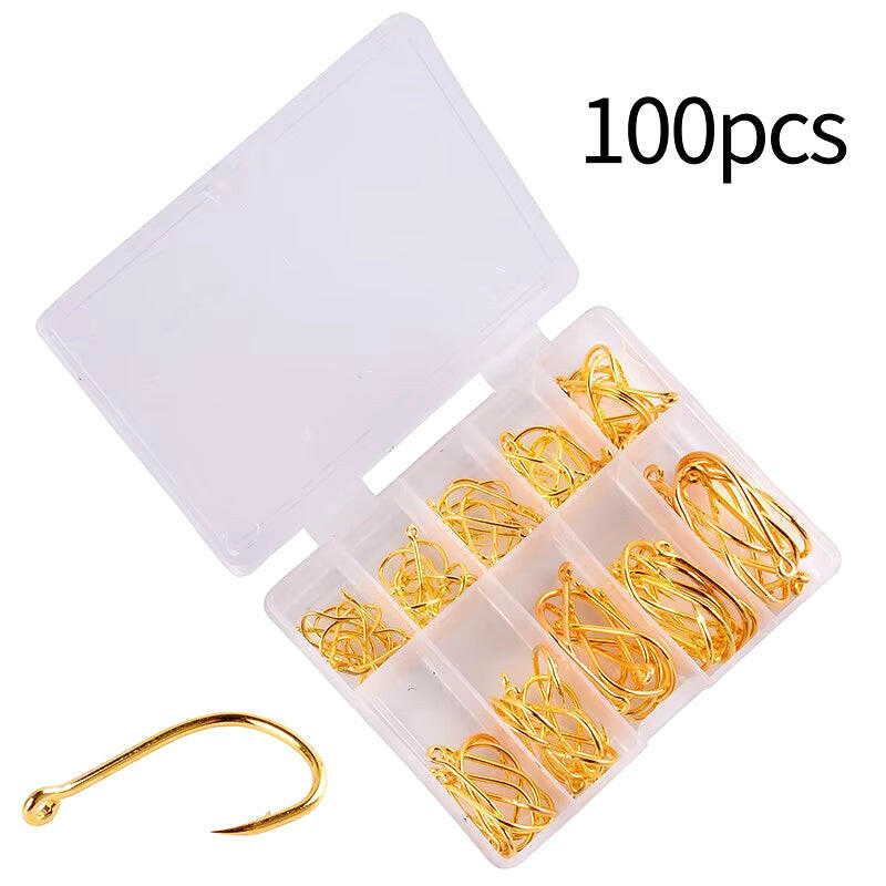 100PCS Premium Barbed Fishing Hooks Set for Crucian Carp & Sea Fishing - Luyatai Fishing Accessories.