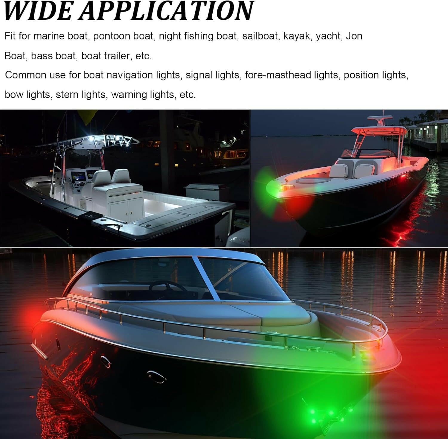 Upgrade Your Boat with Waterproof LED Navigation Lights - Chrome Bezels for Pontoon, Fishing & Kayak Adventures! 🌊✨ (Includes 1 Red & Green, 2 White) 🚤💡.