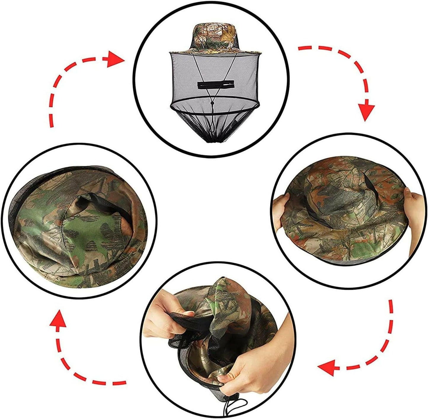 2 Pack Mosquito Head Net Hat - Versatile Sun & Fishing Hat with Hidden Mesh for Outdoor Activities - Ideal for Gardening, Hiking & Beekeeping - Unisex Army Green.