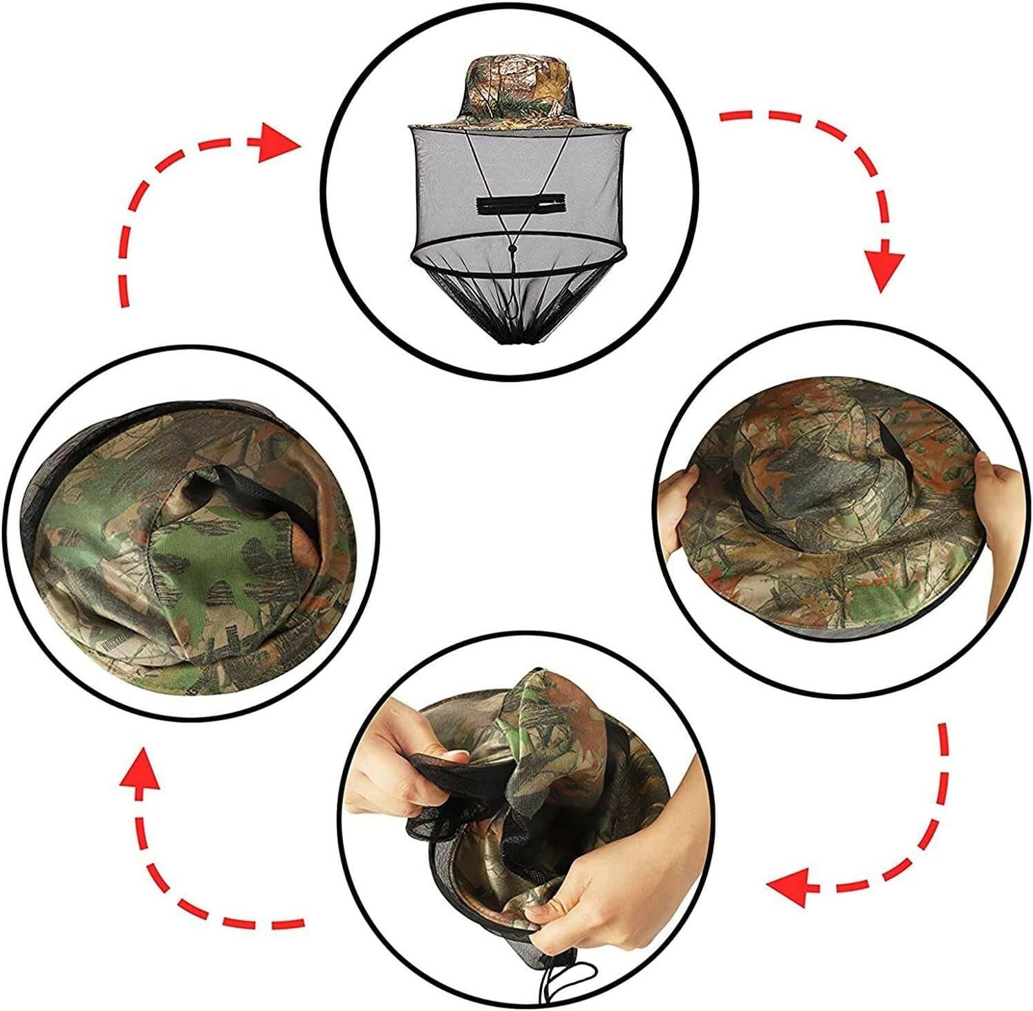 2 Pack Mosquito Head Net Hat - Versatile Sun & Fishing Hat with Hidden Mesh for Outdoor Activities - Ideal for Gardening, Hiking & Beekeeping - Unisex Army Green.