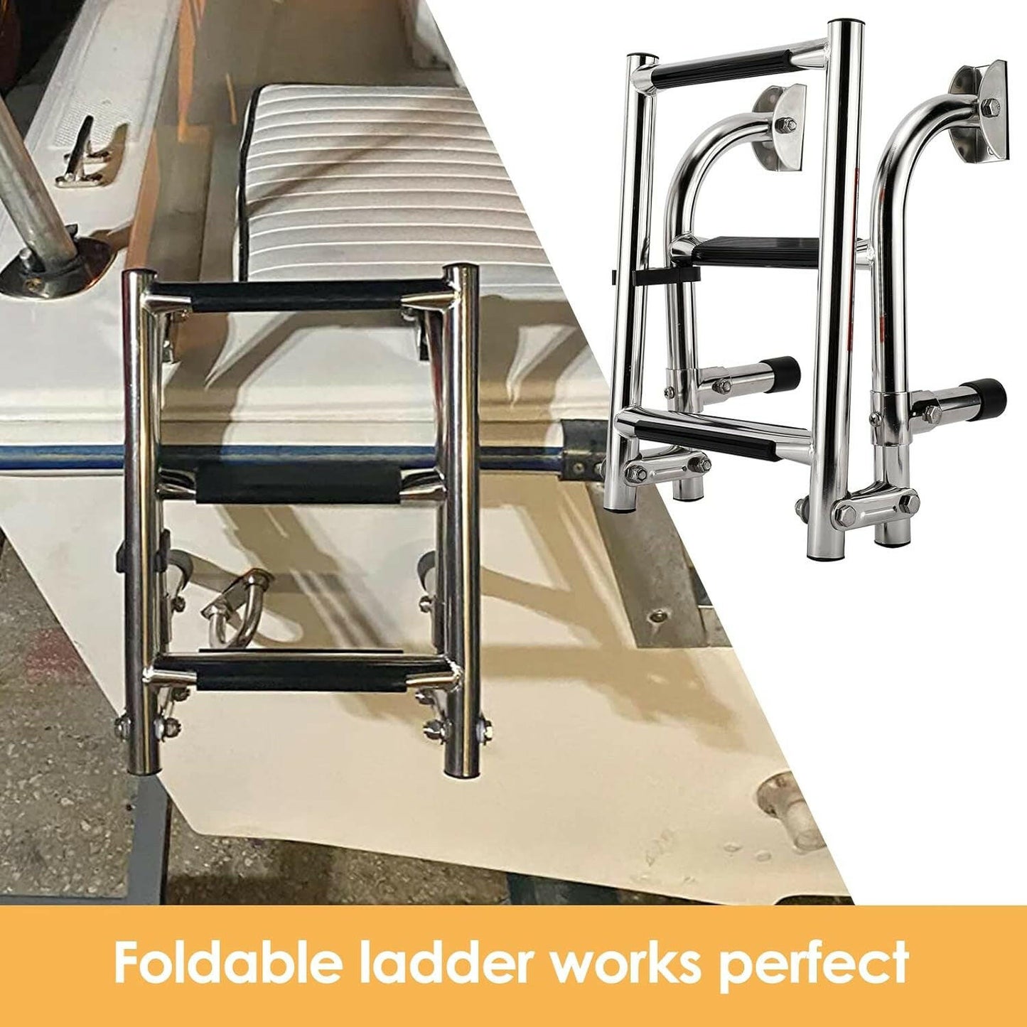 Upgrade Your Water Adventures with Our Foldable 3-Step Stainless Steel Boat Ladder! 🛥️🚤 #MarineGear #BoatLife.