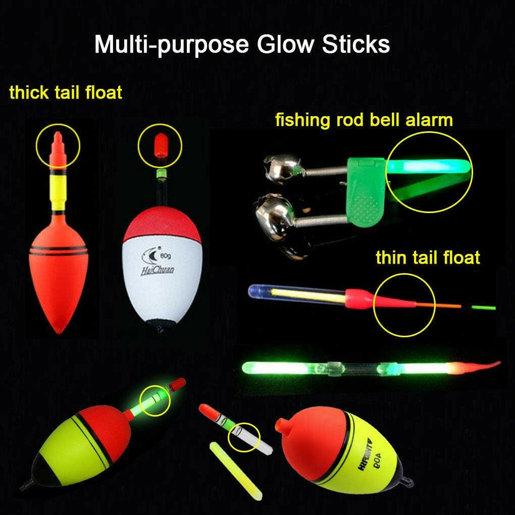 Premium Fishing Glow Stick Kit - High-Visibility Bobber Lights for Sizes 1"-3" - Bulk Packs Available (10-250 Pieces) for Improved Night Fishing Performance.
