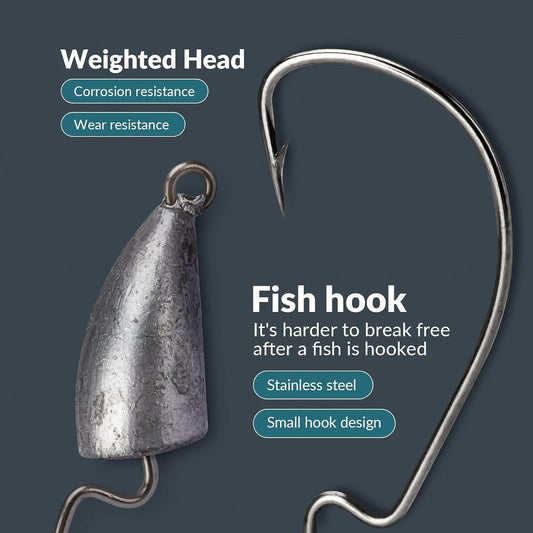 Weedless Swimbait Jig Heads for Bass Fishing - Weighted Texas Rig Hooks for Saltwater and Freshwater (1/8 Oz, 1/6 Oz, 1/4 Oz, 3/8 Oz, 1/2 Oz, 3/4 Oz)