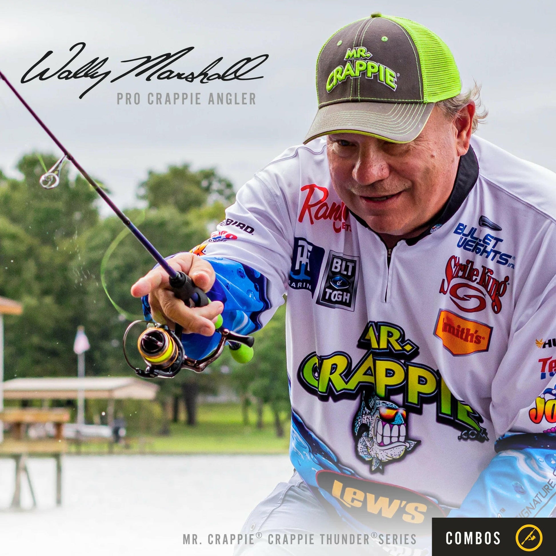Crappie Thunder Solo Jigging Reel and 11-Foot 2-Piece Fishing Rod Combo in Green