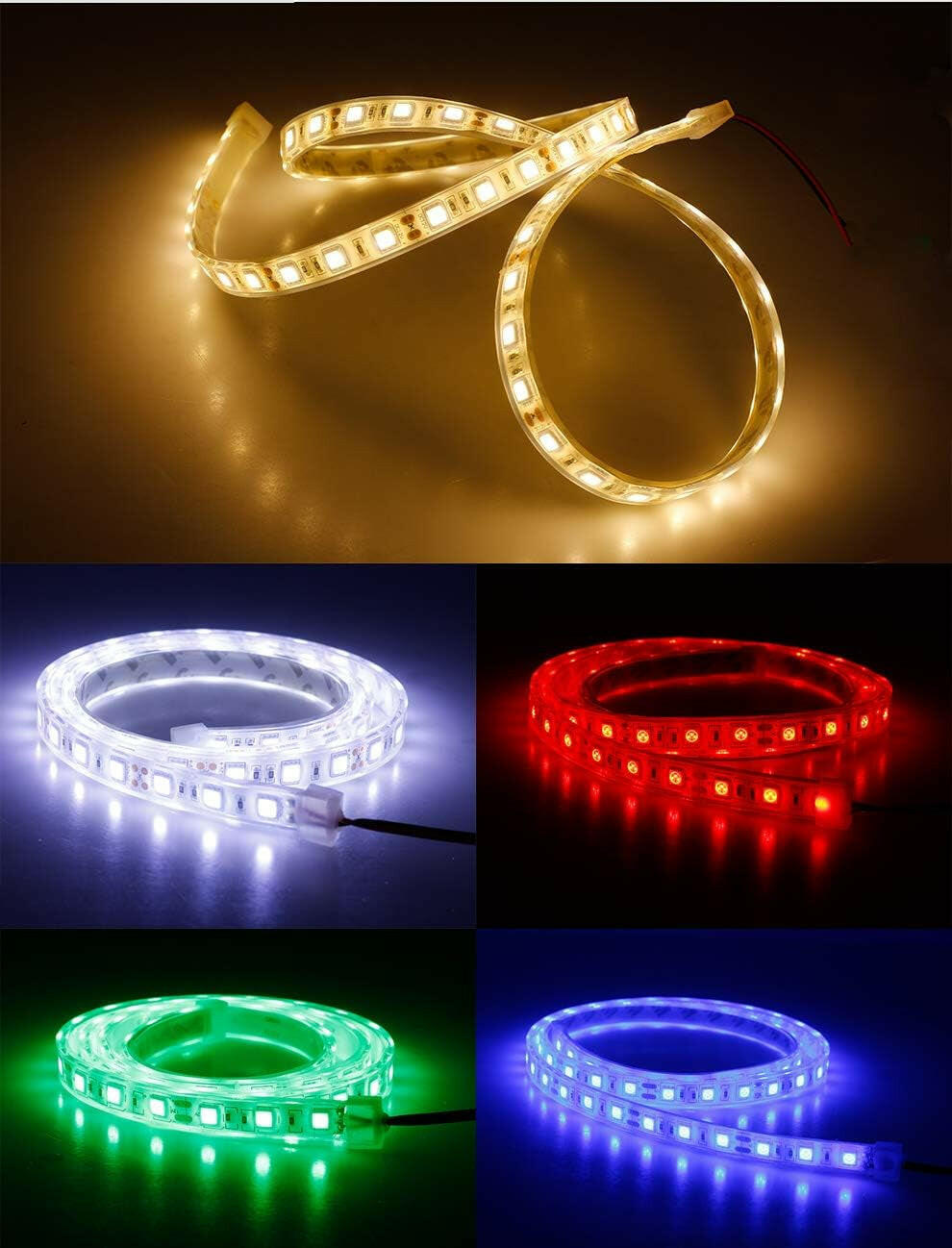 Waterproof 16.4FT Outdoor LED Strip Lights - IP68 Flexible 5050 White Rope Light for Boats, Pools & Fish Tanks.