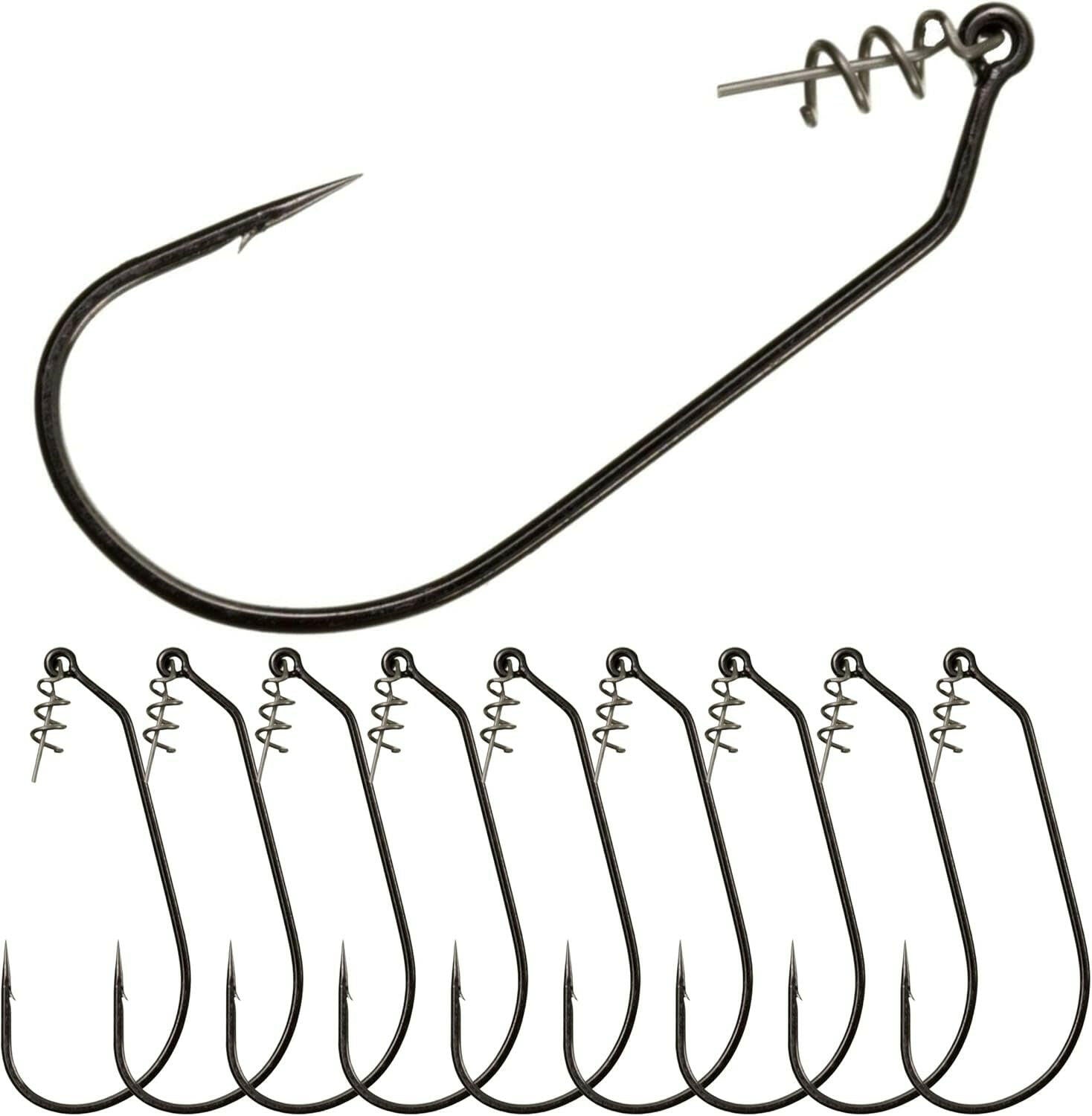 Swimbait Hooks for Bass Fishing - Premium Soft Plastic Hooks with Centering Spring Pin for Swim Baits and Worm Lures, Available in Sizes 1/0 to 10/0 (Pack of 10 or 25)