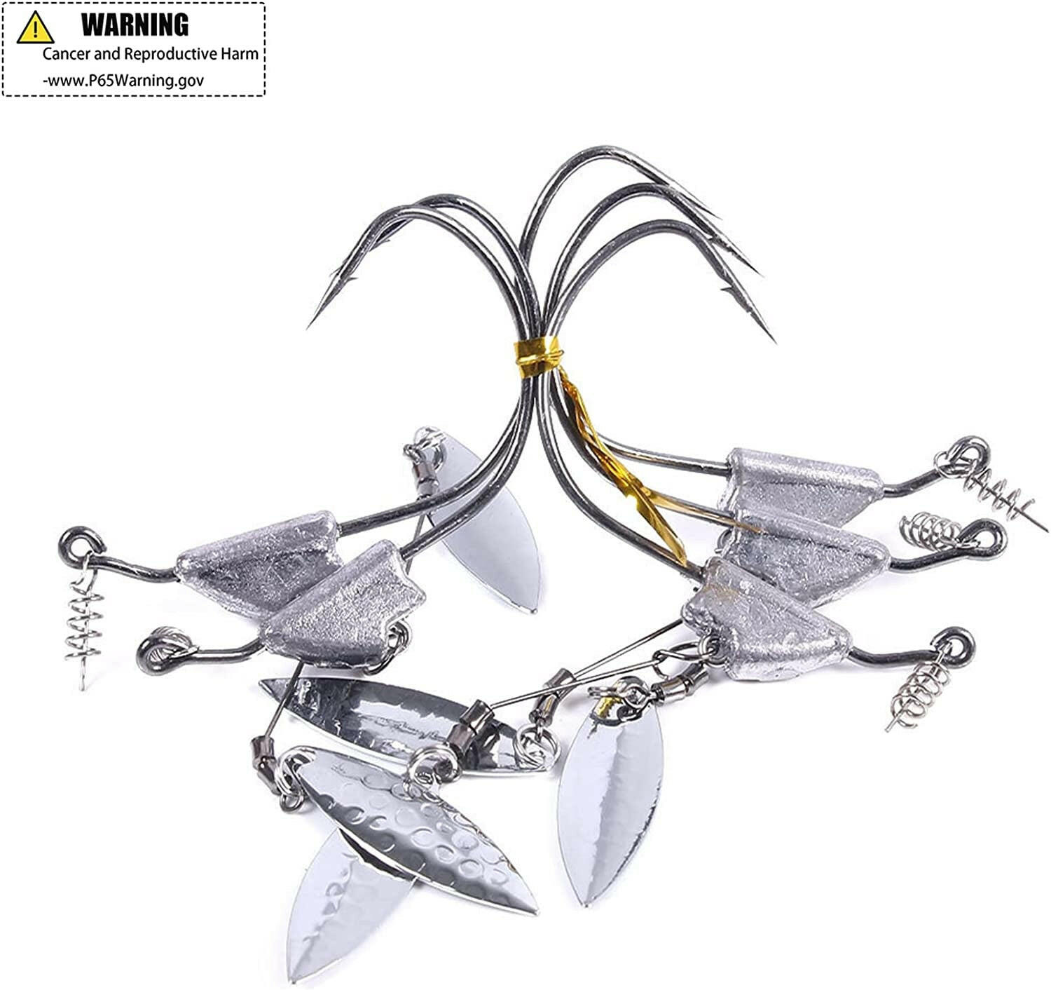 Keel Weighted Swimbait Hooks with Blade Attachment Fishing Lures Jig Heads Weighted Twistlock Crankbait Fishing Hooks Spinner Blades Fishing Lures for Freshwater 5 Pcs/Pack.