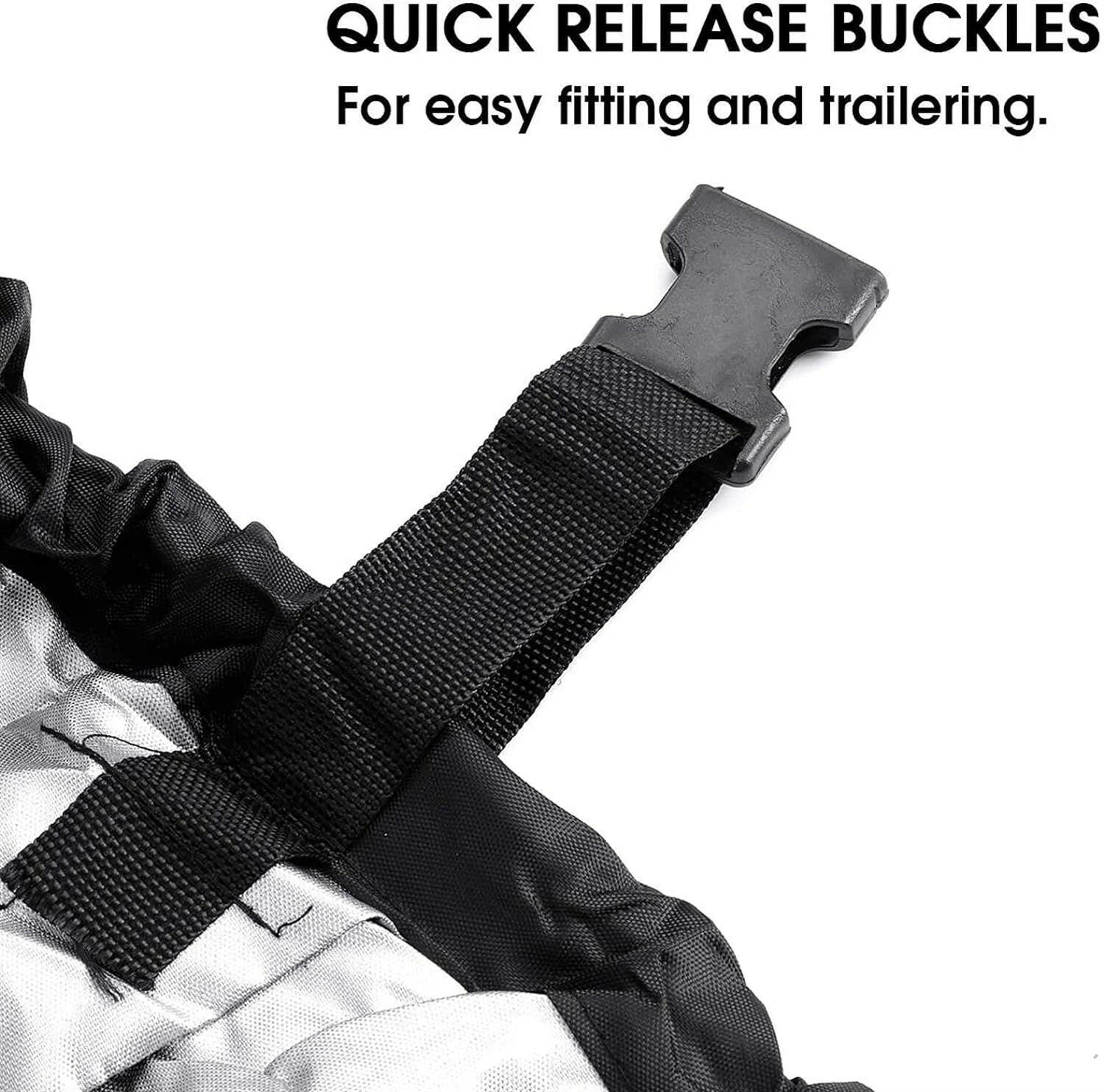 Heavy Duty Waterproof Boat Cover for 17-19FT V-Hull Trailers - 210D Oxford Mooring Cover with 5 Straps (19.7 x 9.8 FT).