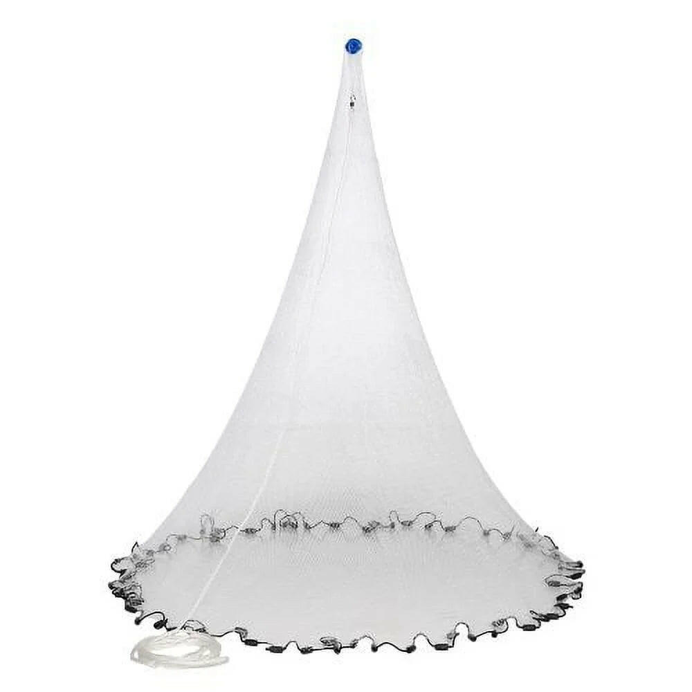 RS750 Premium White Nylon Cast Net - 4 Ft. with 3/8 In Mesh & 3/4 Lbs Weights for Easy Fishing.