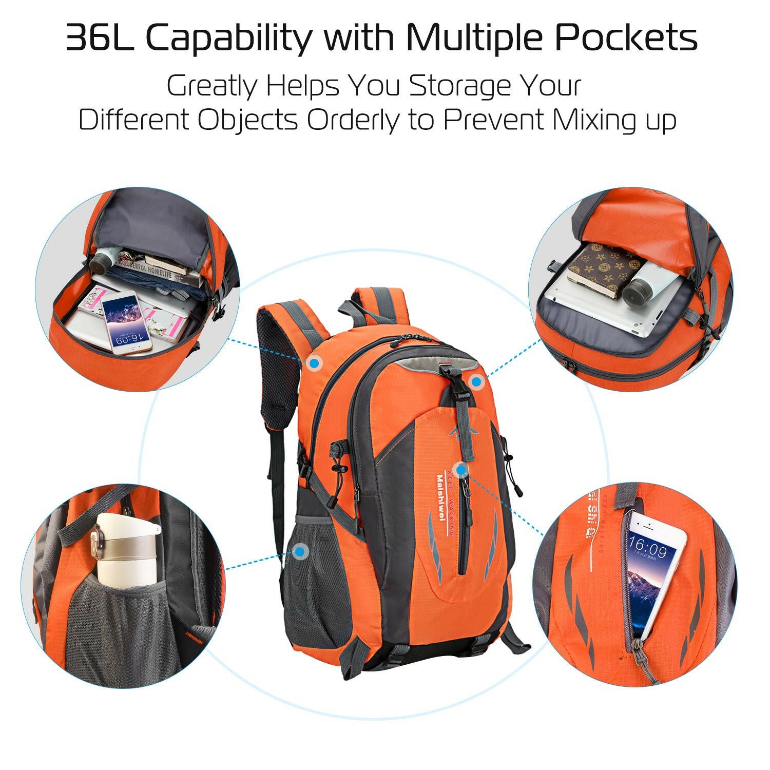 36L Waterproof Outdoor Backpack for Travel and Day Trips