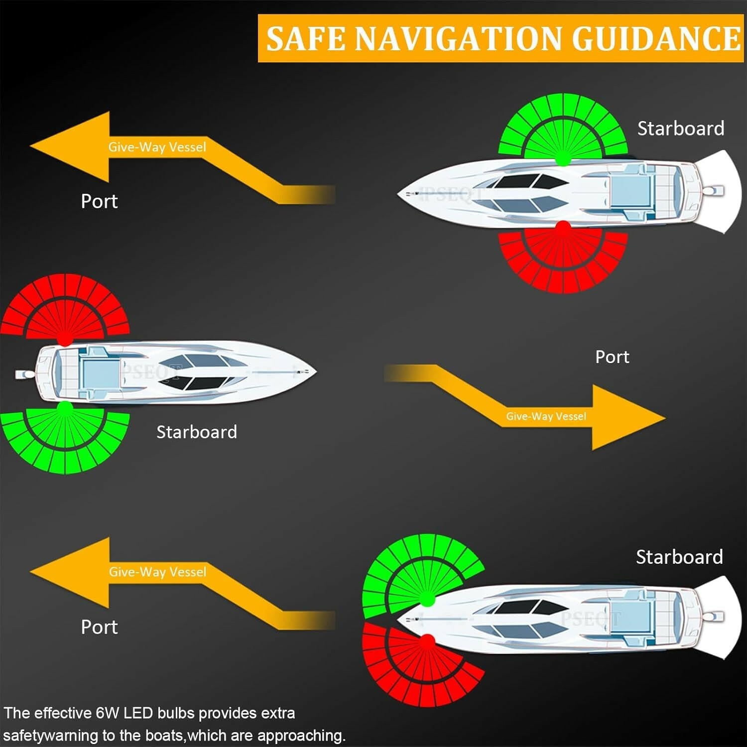 Premium 4'' LED Boat Navigation Lights - Waterproof Red & Green Signal Lights for Pontoon, Kayak, Yacht & Sailboat - 12V with Silver Cover (1 Red & 1 Green).