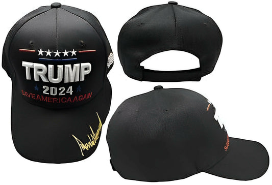 Trump 2024 "Save America Again" Signature Black Adjustable Embroidered Cap