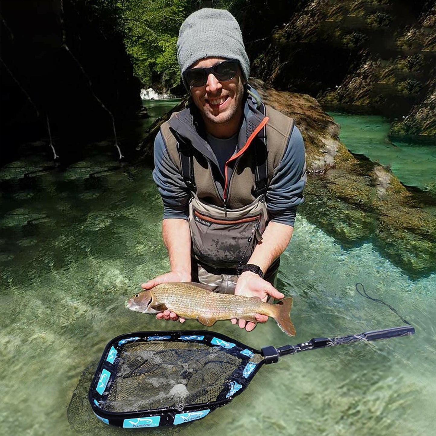 Ultimate Floating Fishing Net - Perfect for Steelhead, Salmon, Trout & More - Rubber Coated, Compact & Foldable for Easy Transport & Quick Catch & Release.