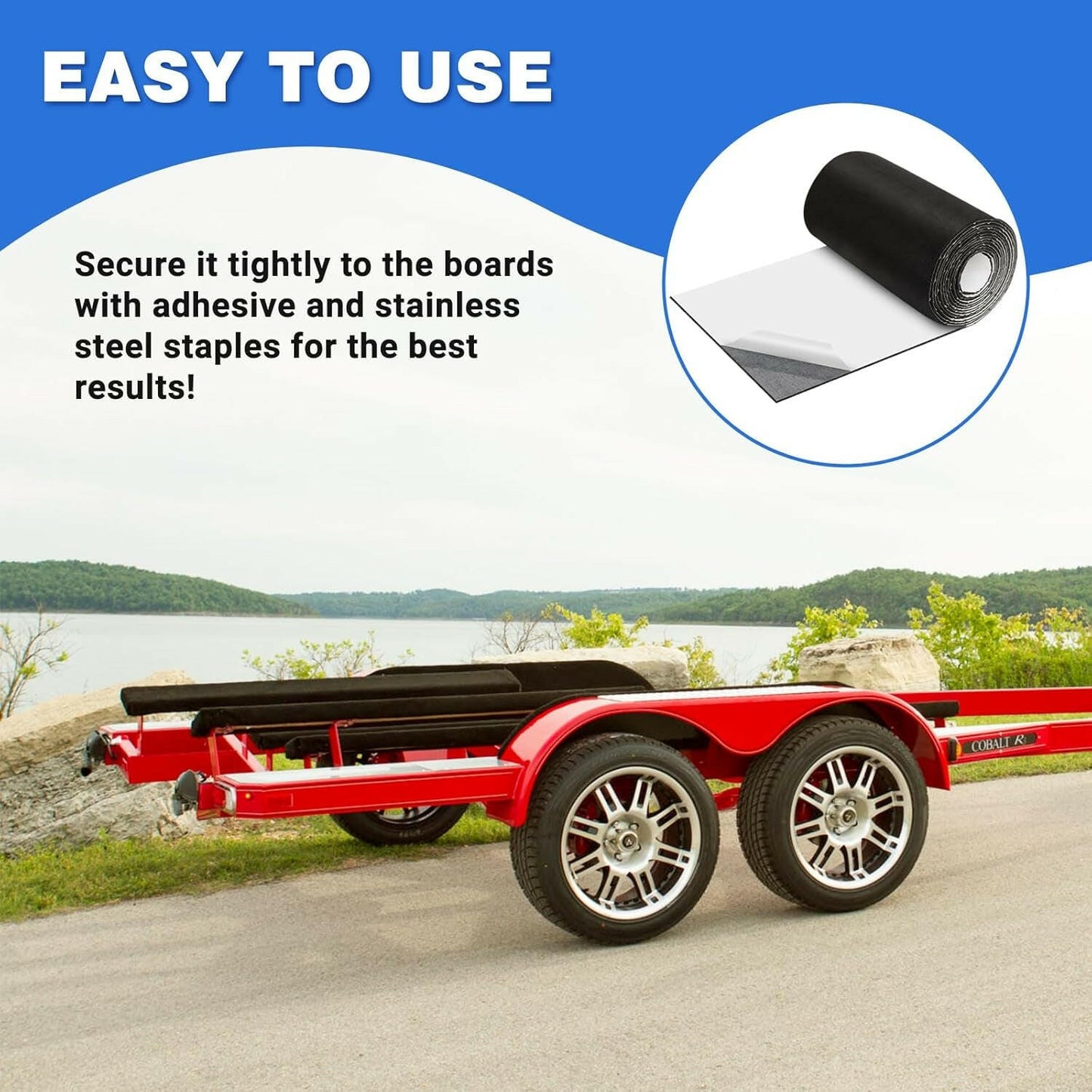 Transform Your Boat Trailer with Our Easy-to-Use Adhesive Bunk Carpet – Ideal for Boats, Jet Skis, and Docks!.