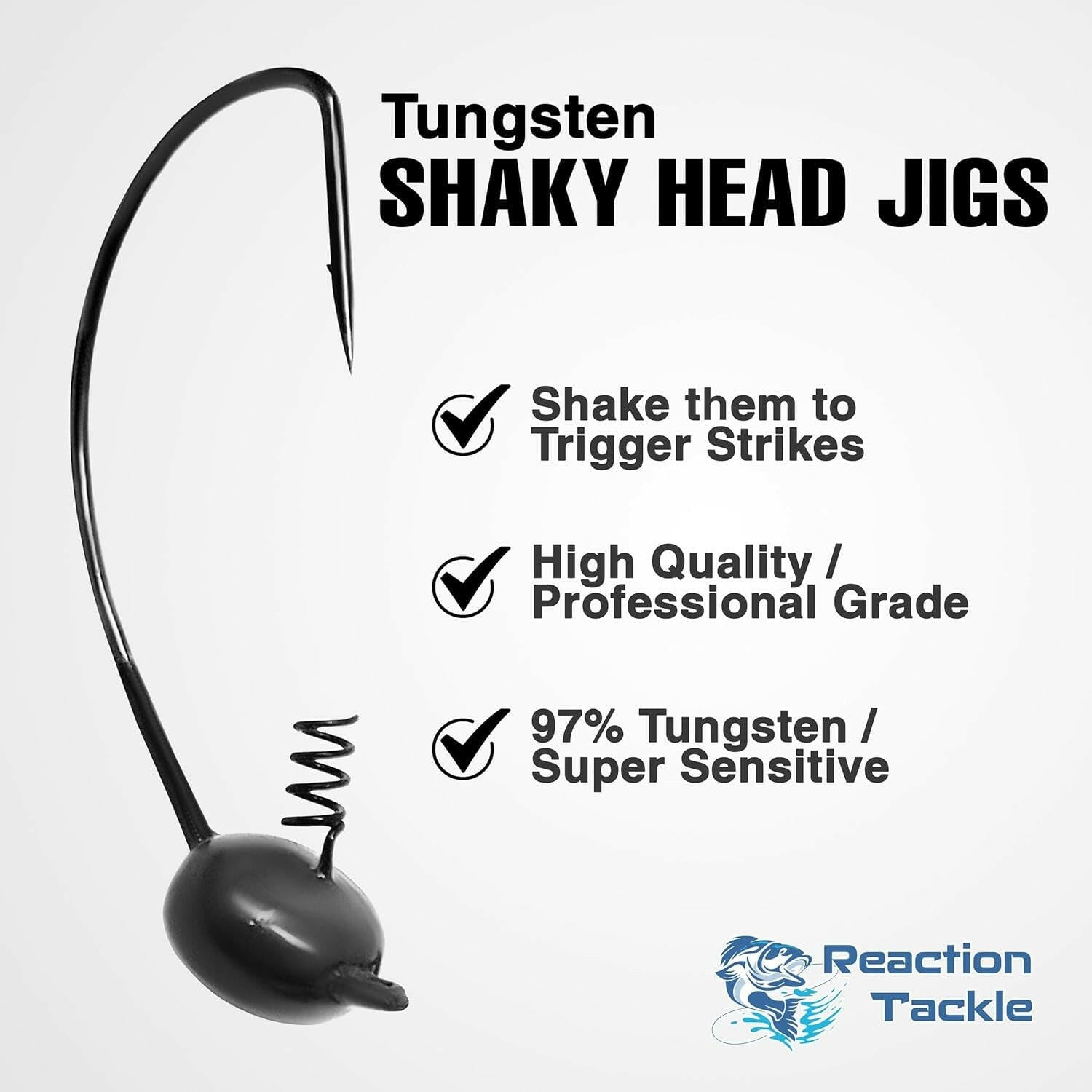 Premium Tungsten Shaky Head Jigs for Bass Fishing - Catch Big Bass with 5-Pack High-Performance Hooks.