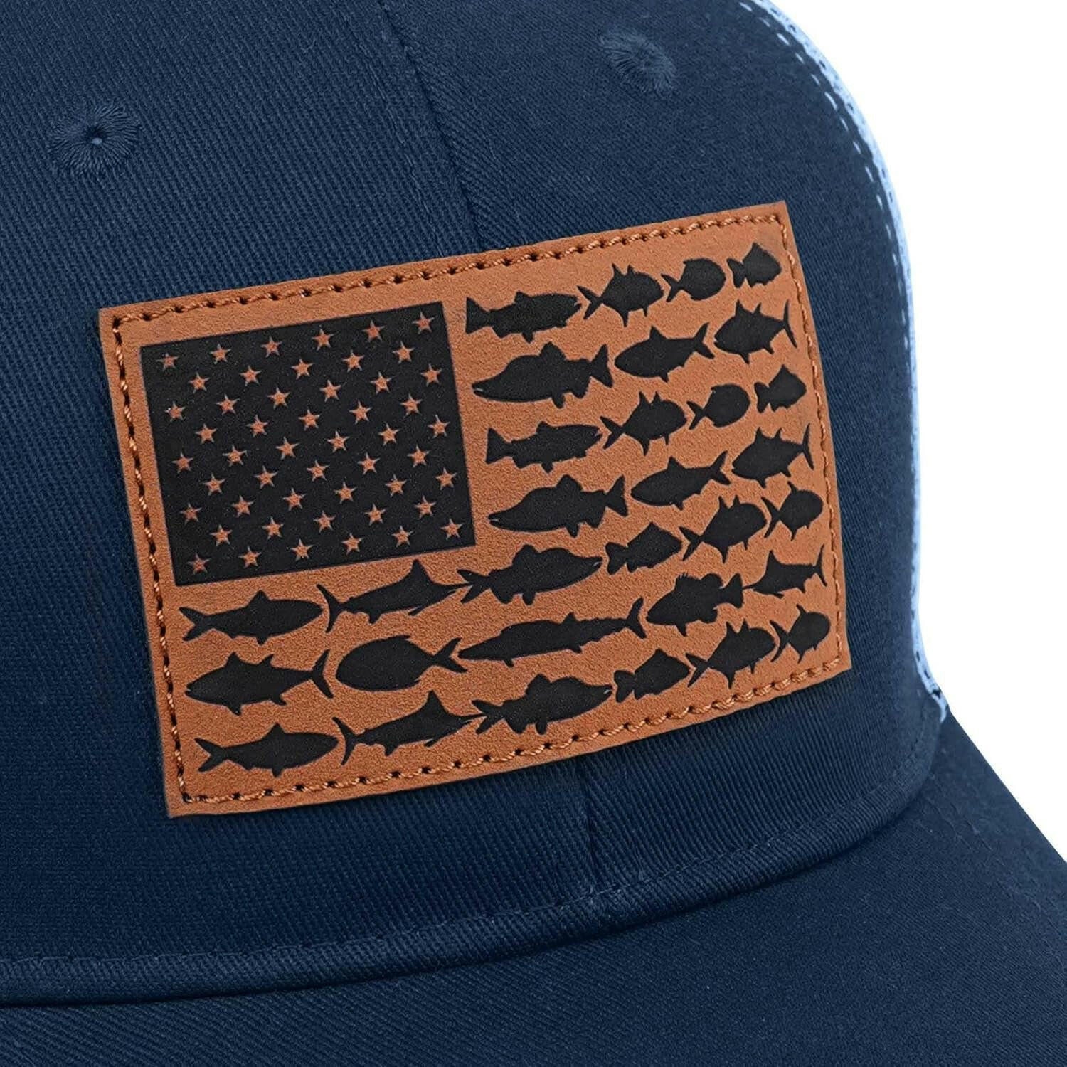 American Fish Flag Trucker Hats - Ideal Gifts for Fishing Enthusiasts, Camping, and Everyday Use