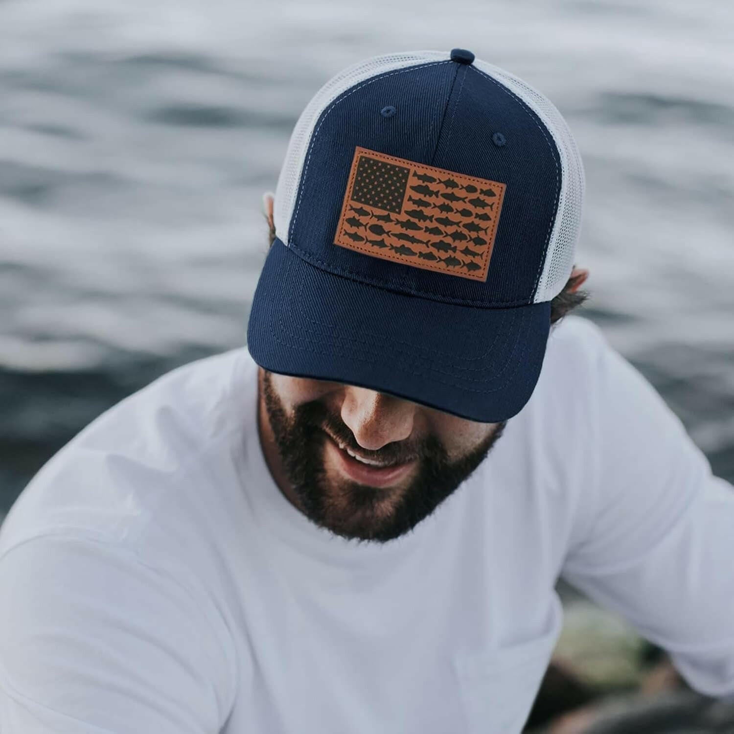 American Fish Flag Trucker Hats - Ideal Gifts for Fishing Enthusiasts, Camping, and Everyday Use
