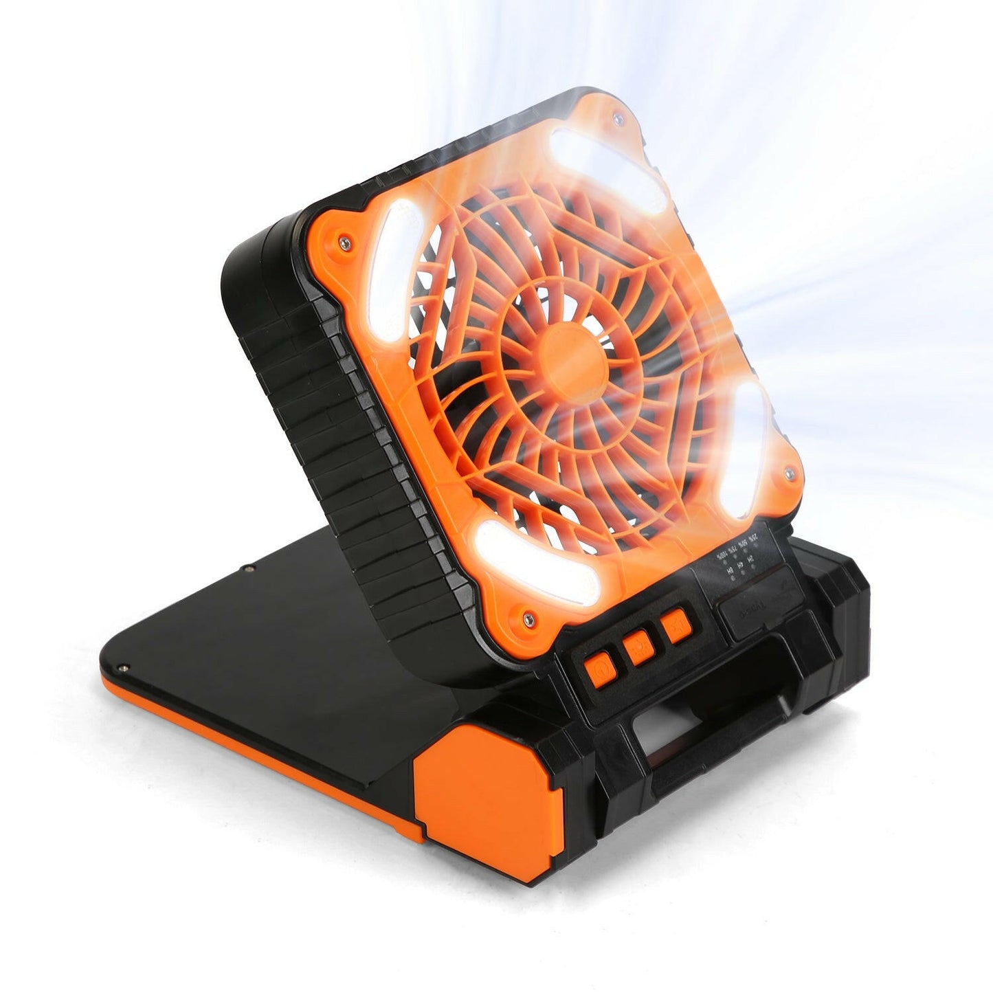 Solar Camping Fan with LED Lantern - 5200mAh Rechargeable Battery, Portable Design, Emergency Power Bank, 4 Wind Speeds, 3 Light Modes, and 3 Timers for Outdoor Activities