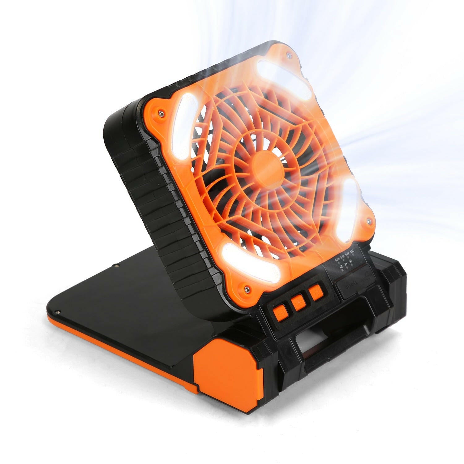 Solar Camping Fan with LED Lantern - 5200mAh Rechargeable Battery, Portable Design, Emergency Power Bank, 4 Wind Speeds, 3 Light Modes, and 3 Timers for Outdoor Activities