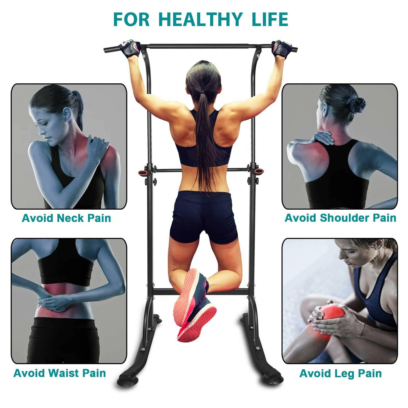 Power Tower Exercise Station with Parallel Bars and Pull-Up Capability