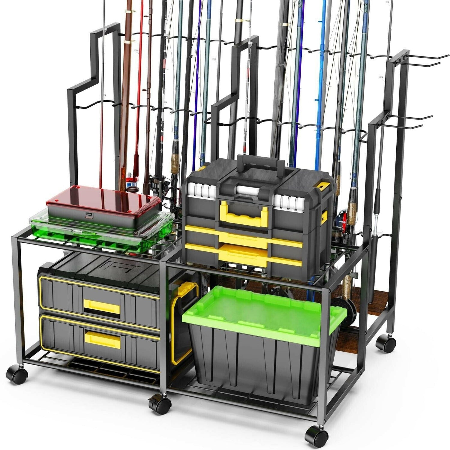 Miratino Large-Capacity Fishing Rod Holders for Garage - Store Up to 24 Fishing Poles Efficiently!.